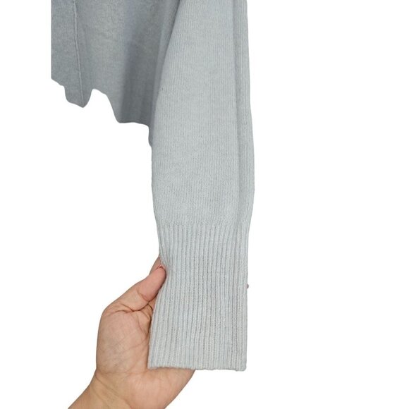 Vince Camuto Womens Sweater Small Oversized Blue Crew Neck Stretch Cropped Hi Lo - Picture 5 of 10